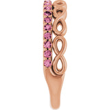 14K Gold Round Natural Pink Tourmaline Infinity-Inspired Stackable Ring - Rose Gold - view 9