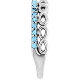 Platinum Round Natural Aquamarine Infinity-Inspired Stackable Ring - view 9