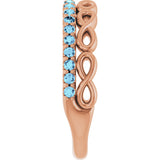14K Gold Round Natural Aquamarine Infinity-Inspired Stackable Ring - Rose Gold - view 9