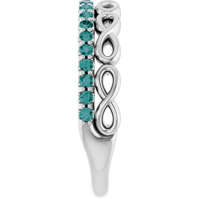 Platinum Round Natural Alexandrite Infinity-Inspired Stackable Ring - view 9