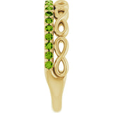14K Gold Round Natural Peridot Infinity-Inspired Stackable Ring - Yellow Gold - view 9
