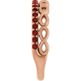14K Gold Round Natural Mozambique Garnet Infinity-Inspired Stackable Ring - Rose Gold - view 9
