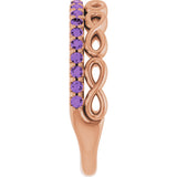 14K Gold Round Natural Amethyst Infinity-Inspired Stackable Ring - Rose Gold - view 9