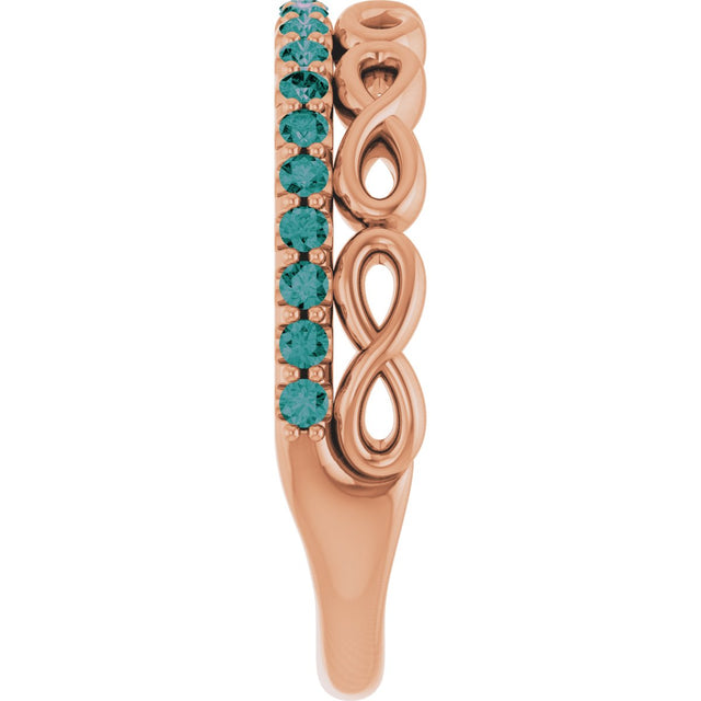 14K Gold Round Natural Alexandrite Infinity-Inspired Stackable Ring - Rose Gold - view 9