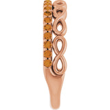 14K Gold Round Natural Citrine Infinity-Inspired Stackable Ring - Rose Gold - view 9