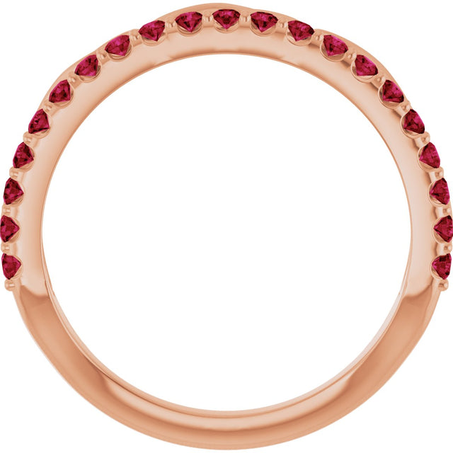 14K Gold Round Natural Ruby Infinity-Inspired Stackable Ring - Rose Gold - view 7