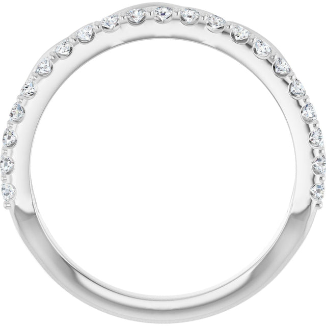 14K Gold Round Natural Diamond Infinity-Inspired Stackable Ring - White Gold - view 7