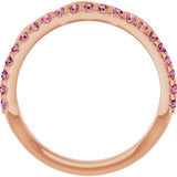 14K Gold Round Natural Pink Tourmaline Infinity-Inspired Stackable Ring - Rose Gold - view 7