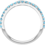 Platinum Round Natural Aquamarine Infinity-Inspired Stackable Ring - view 7