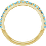 14K Gold Round Natural Aquamarine Infinity-Inspired Stackable Ring - Yellow Gold - view 7