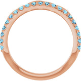 14K Gold Round Natural Aquamarine Infinity-Inspired Stackable Ring - Rose Gold - view 7