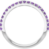 14K Gold Round Natural Amethyst Infinity-Inspired Stackable Ring - White Gold - view 7