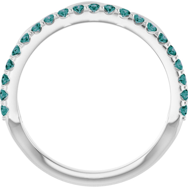 Platinum Round Natural Alexandrite Infinity-Inspired Stackable Ring - view 7