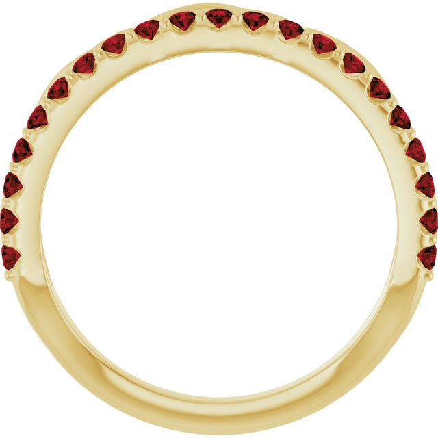 14K Gold Round Natural Mozambique Garnet Infinity-Inspired Stackable Ring - Yellow Gold - view 7
