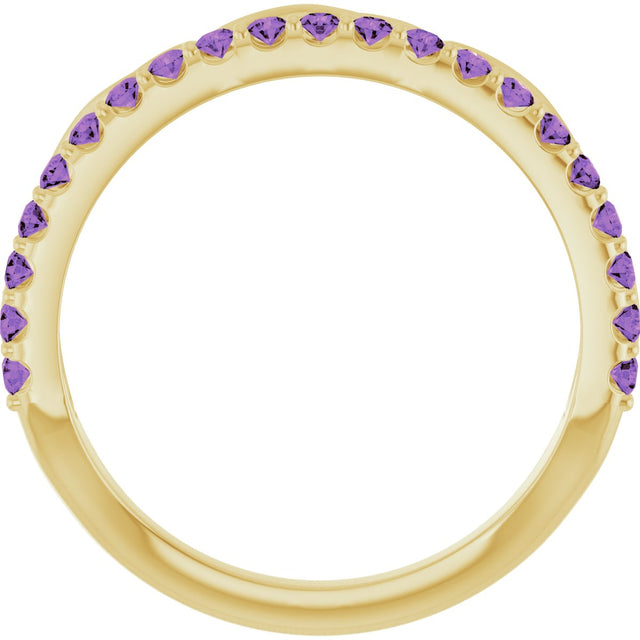 14K Gold Round Natural Amethyst Infinity-Inspired Stackable Ring - Yellow Gold - view 7