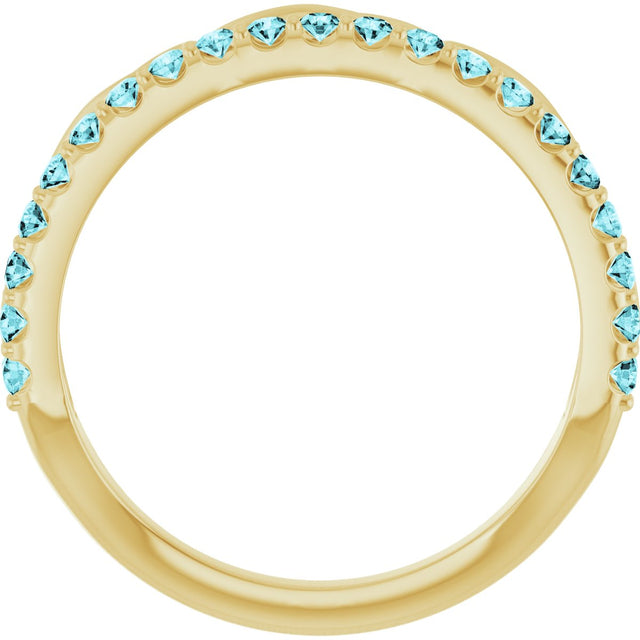 14K Gold Round Natural Blue Zircon Infinity-Inspired Stackable Ring - Yellow Gold - view 7