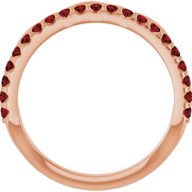 14K Gold Round Natural Mozambique Garnet Infinity-Inspired Stackable Ring - Rose Gold - view 7
