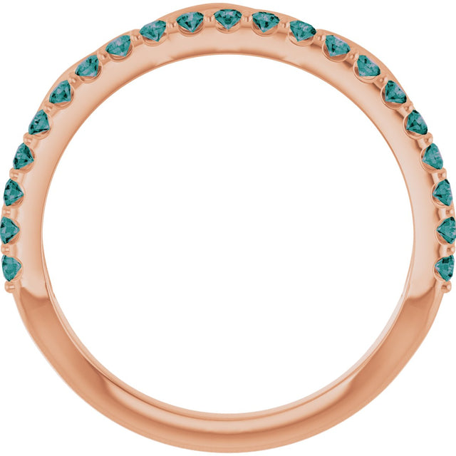14K Gold Round Natural Alexandrite Infinity-Inspired Stackable Ring - Rose Gold - view 7
