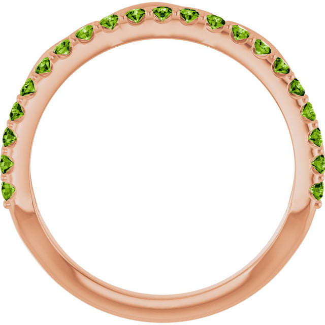 14K Gold Round Natural Peridot Infinity-Inspired Stackable Ring - Rose Gold - view 7