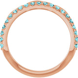 14K Gold Round Natural Blue Zircon Infinity-Inspired Stackable Ring - Rose Gold - view 7