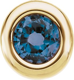 14K Gold Round Blue Zircon Birth of a Child Solitaire Pendant - Yellow Gold