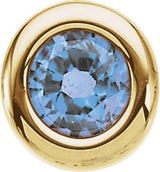 14K Gold Round Aquamarine Birth of a Child Solitaire Pendant - Yellow Gold