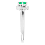14K Gold Round Natural Emerald & Natural Diamond Accented Bypass Ring - White Gold - view 4