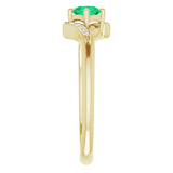 14K Gold Round Natural Emerald & Natural Diamond Accented Bypass Ring - Yellow Gold - view 4
