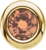 14K Gold Round Citrine Birth of a Child Solitaire Pendant - Yellow Gold