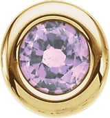 14K Gold Round Pink Tourmaline Birth of a Child Solitaire Pendant - Yellow Gold
