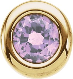 14K Gold Round Pink Tourmaline Birth of a Child Solitaire Pendant - Yellow Gold