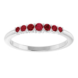 Platinum Round Natural Ruby Accented Stackable Ring – 2.25mm Stones - view 8