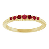 14K Gold Round Natural Ruby Accented Stackable Ring – 2.25mm Stones - Yellow Gold - view 8