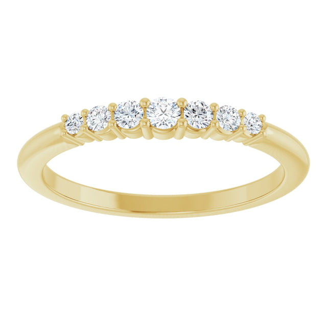 14K Gold Round Natural Diamond Accented Stackable Ring – 2.25mm Stones - Yellow Gold - view 8