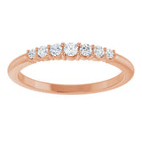 14K Gold Round Natural Diamond Accented Stackable Ring – 2.25mm Stones - Rose Gold - view 8
