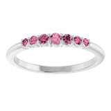 Platinum Round Natural Pink Tourmaline Accented Stackable Ring – 2.25mm Stones - view 8