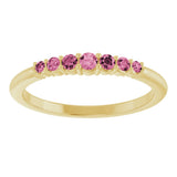 14K Gold Round Natural Pink Tourmaline Accented Stackable Ring – 2.25mm Stones - Yellow Gold - view 8