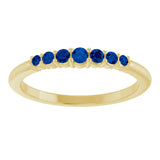 14K Gold Round Natural Blue Sapphire Accented Stackable Ring – 2.25mm Stones - Yellow Gold - view 8