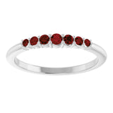 Platinum Round Natural Mozambique Garnet Accented Stackable Ring – 2.25mm Stones - view 8