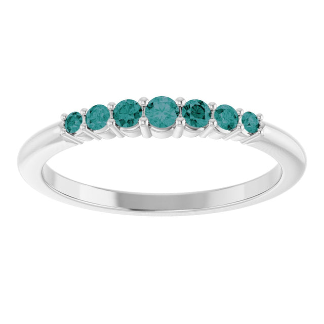 Platinum Round Natural Alexandrite Accented Stackable Ring – 2.25mm Stones - view 8