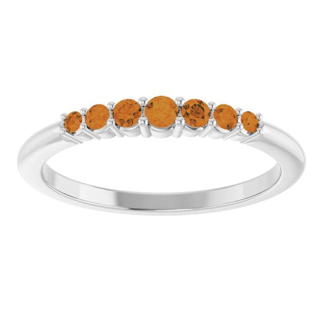 14K Gold Round Natural Citrine Accented Stackable Ring – 2.25mm Stones - White Gold - view 8