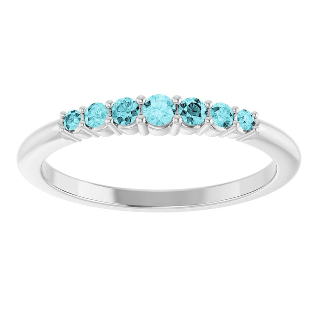 Platinum Round Natural Blue Zircon Accented Stackable Ring – 2.25mm Stones - view 8