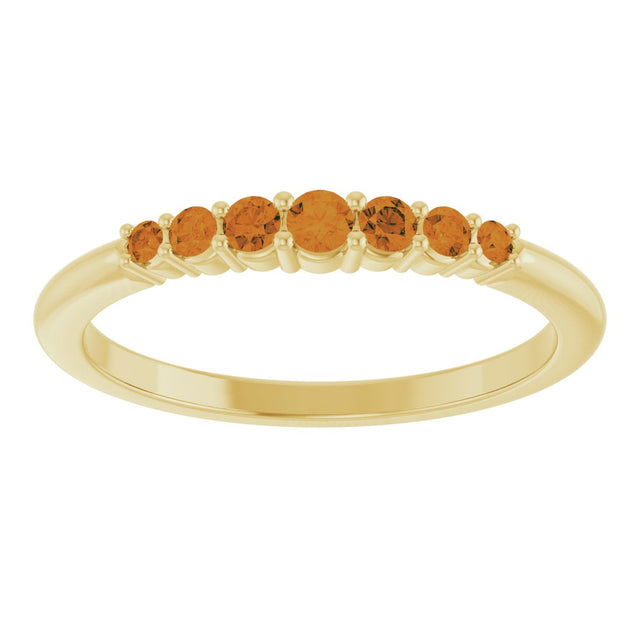 14K Gold Round Natural Citrine Accented Stackable Ring – 2.25mm Stones - Yellow Gold - view 8