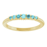 14K Gold Round Natural Blue Zircon Accented Stackable Ring – 2.25mm Stones - Yellow Gold - view 8