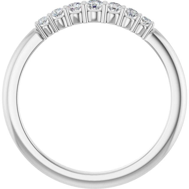 14K Gold Round Natural Diamond Accented Stackable Ring – 2.25mm Stones - White Gold - view 7