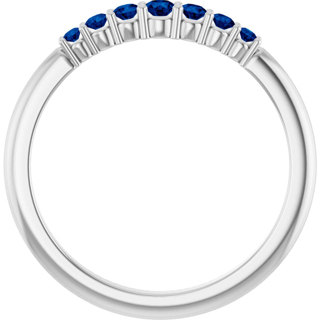 14K Gold Round Natural Blue Sapphire Accented Stackable Ring – 2.25mm Stones - White Gold - view 7