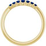 14K Gold Round Natural Blue Sapphire Accented Stackable Ring – 2.25mm Stones - Yellow Gold - view 7