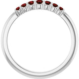 Platinum Round Natural Mozambique Garnet Accented Stackable Ring – 2.25mm Stones - view 7