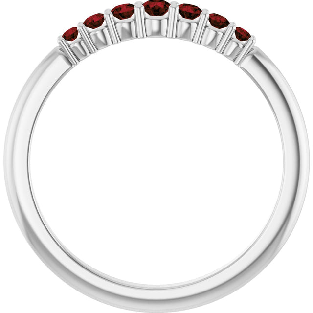 Platinum Round Natural Mozambique Garnet Accented Stackable Ring – 2.25mm Stones - view 7