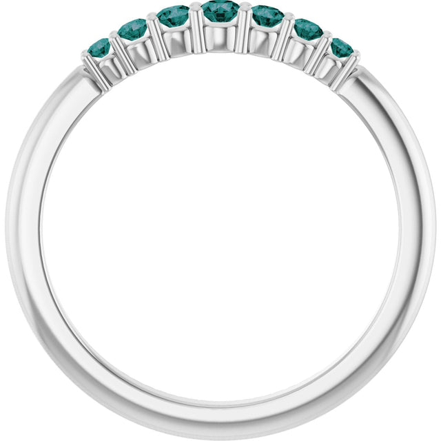 Platinum Round Natural Alexandrite Accented Stackable Ring – 2.25mm Stones - view 7